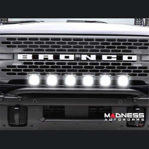 Ford Bronco Bumper Bar - Front - Factory Bumper - ZROADZ - Bumper Top Mount - w/ 6x 3 Inch White LED Pods